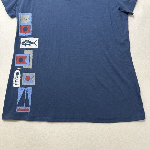 Columbia PFG Women's XL Blue V-Neck Short Sleeve Nautical Graphic T Shirt - Picture 7 of 13